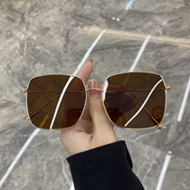 2020 new big frame box polarized sunglasses female retro metal frame Net red same street photo sun glasses men tide