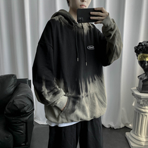 Japanese new tie-dye color loose hooded sweater men Korean version of the trend lazy wind long sleeve Street Tide brand coat