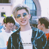 Idol trainee Cai Xukun same style sunglasses male round gradient sun glasses female chain glasses retro tide