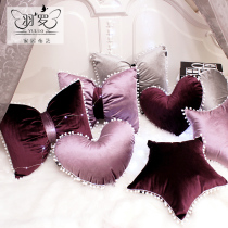 Yu Luo ins style Princess room pillow Sofa backrest cushion Purple bedside decoration Cute girl heart pillow