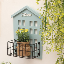 Wooden rack storage box wall decoration balcony creative wall hanging storage basket indoor house pendant decoration