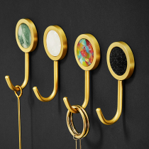 Brass hanging clothes hook free punching light luxury hook behind the entrance door creative wall hanging clothes rack single hook into the home