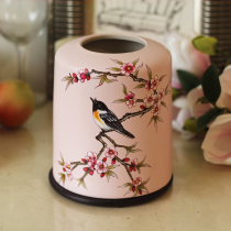 INS wind ceramic cylinder tissue box Chinese hand-painted roll paper box Flower and bird dining table tea table Bed and breakfast decorative tissue box