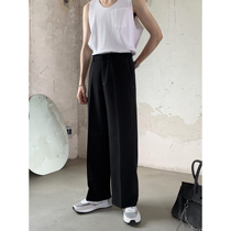 HOZI 2022 new loose straight drum stitches design pituitary extremely simple wind black western pants long pants male pants