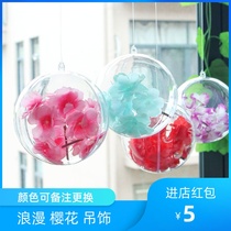 Cherry blossom ceiling decoration hanging ball Shop opening atmosphere decoration Window ceiling pendant pendant Transparent ball pendant