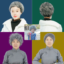 Children play old grandmother wig grandfather old lady White performance headgear children stage performance props