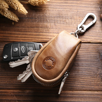 Mens leather key bag multifunctional cowhide universal car key bag waist hanging large capacity creative car key cover