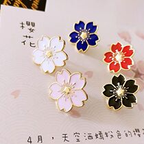 Cherry blossom brooch Japanese sweet corsage Elegant v-neck summer shirt t-shirt short sleeve dress niche mini buckle pin