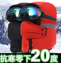 Middle-aged and elderly with mask plus velvet hat male hat cold hat hat collar hat eye protection winter winter