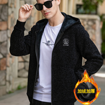 Even hat gush thicken sweatshirt mens dad autumn winter mens cotton clothes cotton clothes midlife jacket warm coat winter