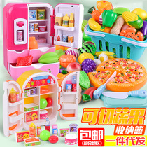New children Ceccherche fruit boy girl kitchen set with sound and light door refrigerator over home toy