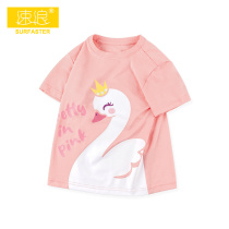 2021 New Tops Children T Shirt Short Sleeve Girls Baby Cute Print Little Medium Large Children Pure Cotton Bottoming Shirt