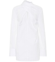 2021 JIL SANDER white cross neckline cotton poplin top blouse womens shirt