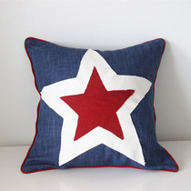 Manshan art pillow five-pointed star original sofa Car childrens living room star red and blue cushion back bag