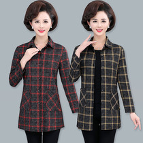 Popular spring and autumn thin coat 40 middle-aged aunt 45 Mother Woman 50-year-old wear long-sleeved shirt with pockets