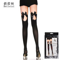 Korean pseudo-mother cd cross-up velvet bow-studded cross-string stockings over the knee thigh pseudo-mother stockings