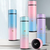 Smart gradient thermos cup female portable small student water cup Simple ins wind temperature cup female cute girl