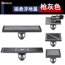 Bathroom long strip All copper maglev gun gray shower washing machine square invisible inlaid brick floor drain deodorant