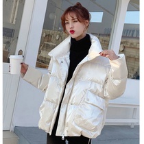 Glossy cotton clothing womens 2020 winter new loose and wild short down cotton clothing college style age-reducing small quilted jacket women