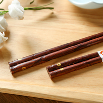 Japanese-style solid wood chopsticks family-free paint-free log chopsticks 5 pairs practical set 10 pointed chopsticks