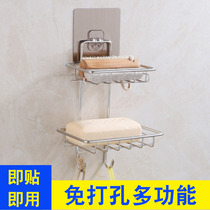 Punch-free soap box toilet drain creative wall-mounted soap rack bathroom rack suction cup double soap rack