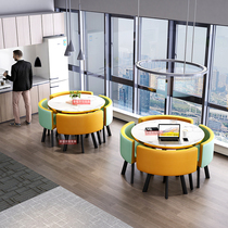 Nordic Light Lavish Marble Veins Negotiate Table And Chairs Combined Rest Area Milk Tea Shop Reception Casual Online Red Shop Round Table