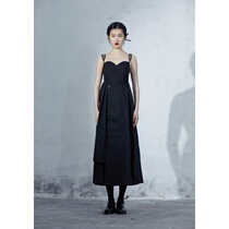 2020 new summer designer original small crowdsourced black asymmetrical harness one-piece dress