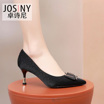 Zhuxiani 2022 spring new high heels female fine and pointed shallow mouth water drill in Europe and America Sexy 100 lap single shoe woman