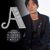 English letter brooch high-end suit corsage pin badge name custom corsage Crystal anti-light men and women