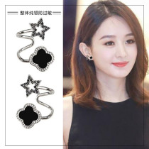 High-end earrings 2021 new trendy female temperament net red earrings sterling silver four-leaf clover wild French niche earrings