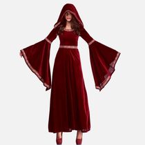 Nordic Continents Medieval Sweden Traditional Clothing Adults Childrens Court Tinder Dress Black Wine Red Dress Dress