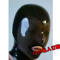 coco latex headgear latex mask black transparent black splice headgear honeycomb eye open mouth nostril