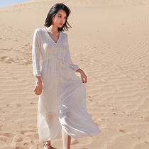 2021 Spring new white one-piece dress Fairy Supersenssen High Waist Display Slim Sanya Seaside Long Skirt