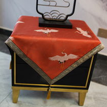 Red Fairy Crane New Chinese Style Square Table Cloth Square Advanced Senses Fridge Cover Cloth Bed Head Cabinet Cover Mat luxurious table cloth