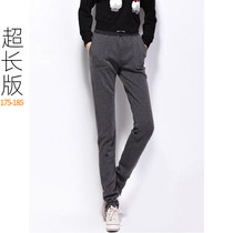 Winter velvet womens high lengthened casual pants loose pants small straight sports pants home thickened warm guard pants