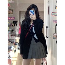 Black suit jacket female small spring new temperament high-end suit 150 loose thin top xs
