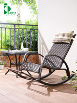 Rocking chair Outdoor garden recliner Balcony lounge chair Nordic rocking chair Adult household Rattan rattan chair Happy chair