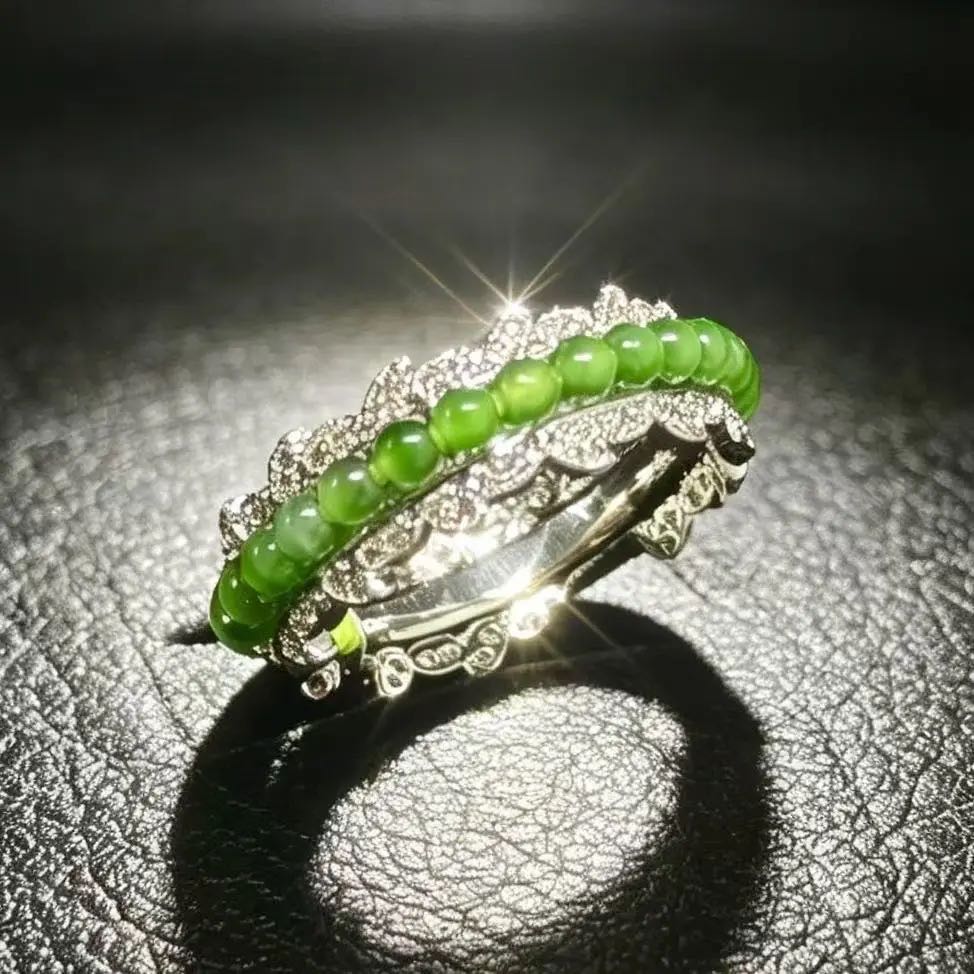 Natural grade A jade full green ring