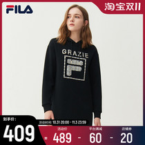 FILA Fila womens hooded sweater 2021 autumn new fashion casual large logo long pullover sweater women