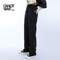 Chen Weiting Chao brand CANOTWAIT autumn marble pattern turning mens and womens woven black straight casual trousers