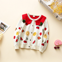 Korean childrens clothing autumn girls cotton double sweater childrens Joker cardigan baby Foreign jacket jacket