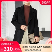 2021 wool coat suit collar woolen long double-sided autumn winter coat beauty Korean commuter top