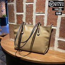 Commuter bag 2020 New Tide leather large capacity cowhide shoulder tote bag female versatile office bag shopping bag