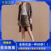 MI42GC026 Manyanu shopping mall with 2018 new winter style English Plaid long woolen coat