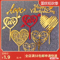 Cake decoration English acrylic cake plug-in decoration hipster cake accessories thickened heart-shaped system