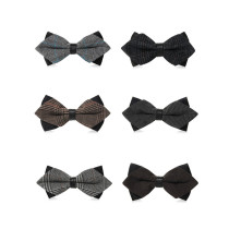 Bridegrooms best man wedding bow tie sharp gentlemans neck knot high-end Plaid English bow tie