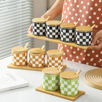 Nordic ceramic seasoning jar simple seasoning box home kitchen salt seasoning jar storage box restaurant sugar jar seasoning box