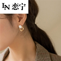 Fashion Joker drop glaze earrings cold wind earrings temperament Korean simple personality Joker round earrings female earrings