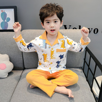 Boy cartoon cardigan suit childrens thin spring and autumn childrens pajamas for men and women baby spring cotton home wear