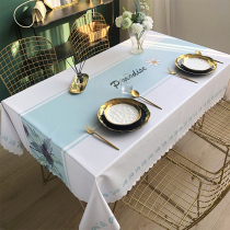 Tablecloth fabric Waterproof and oil-proof wash-in desk pvc Nordic table mat Household coffee table tablecloth Rectangular tablecloth